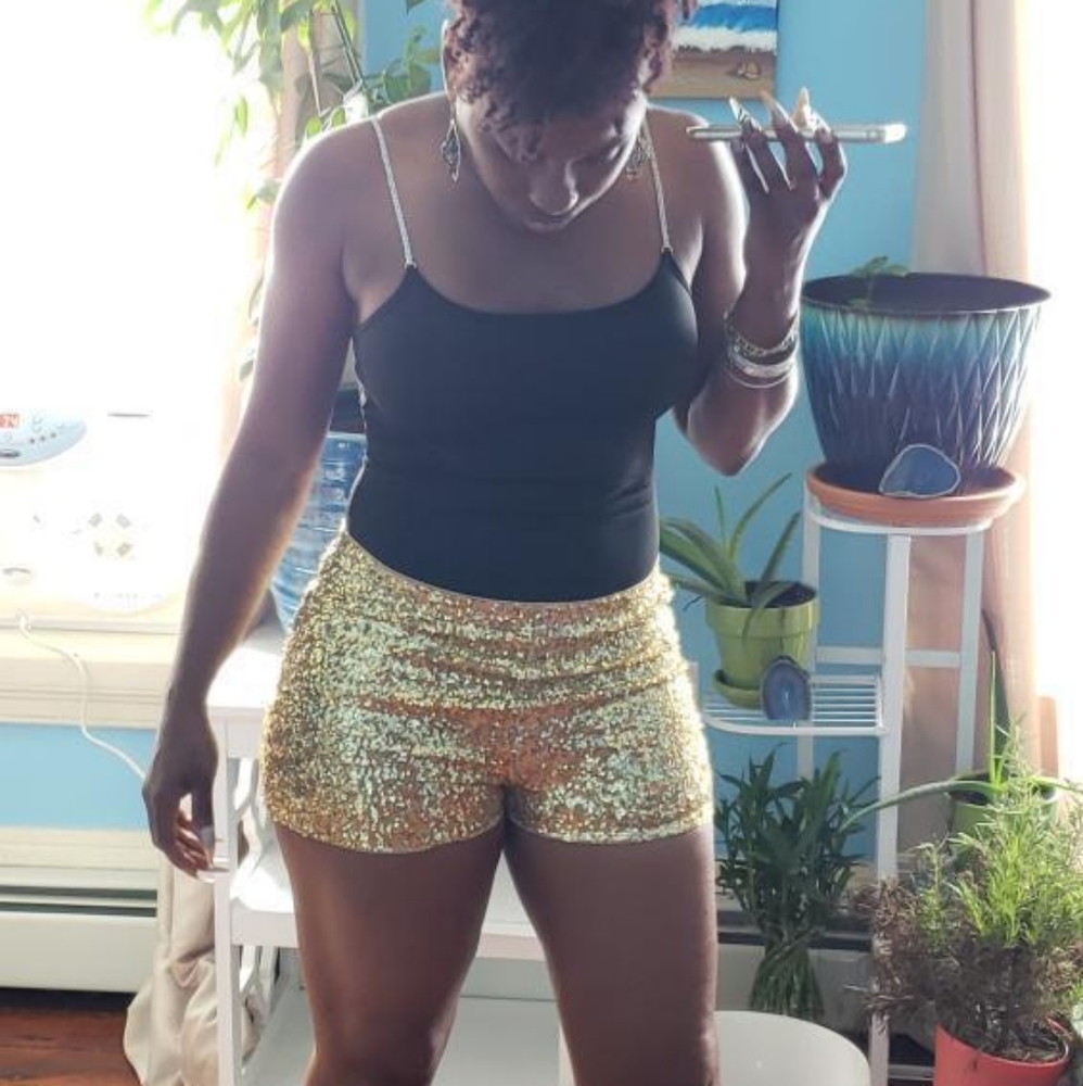 Gold sequin shorts